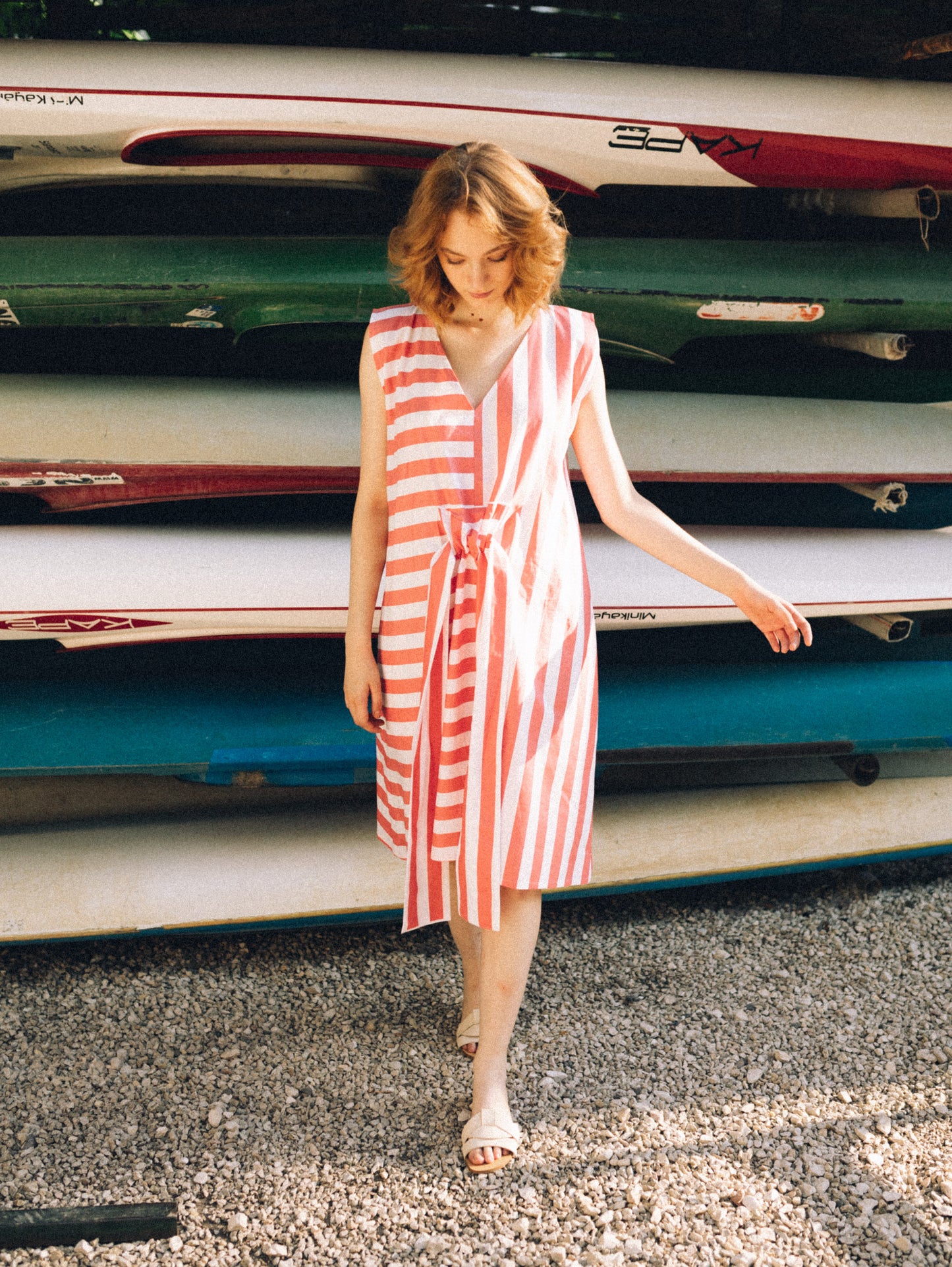 ZW salmon-white striped mini dress