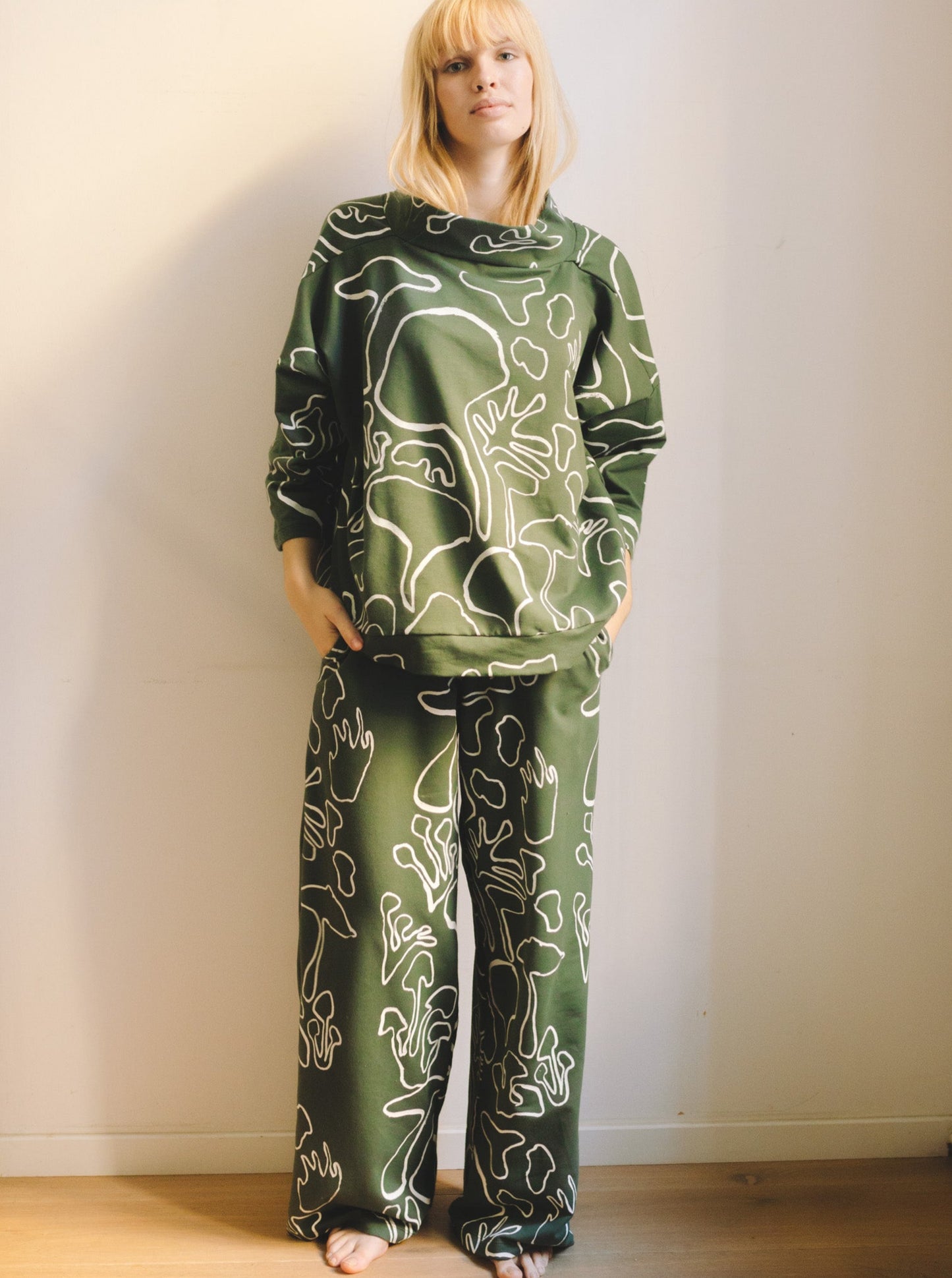 ZW Herbs zöld oversized női pulóver