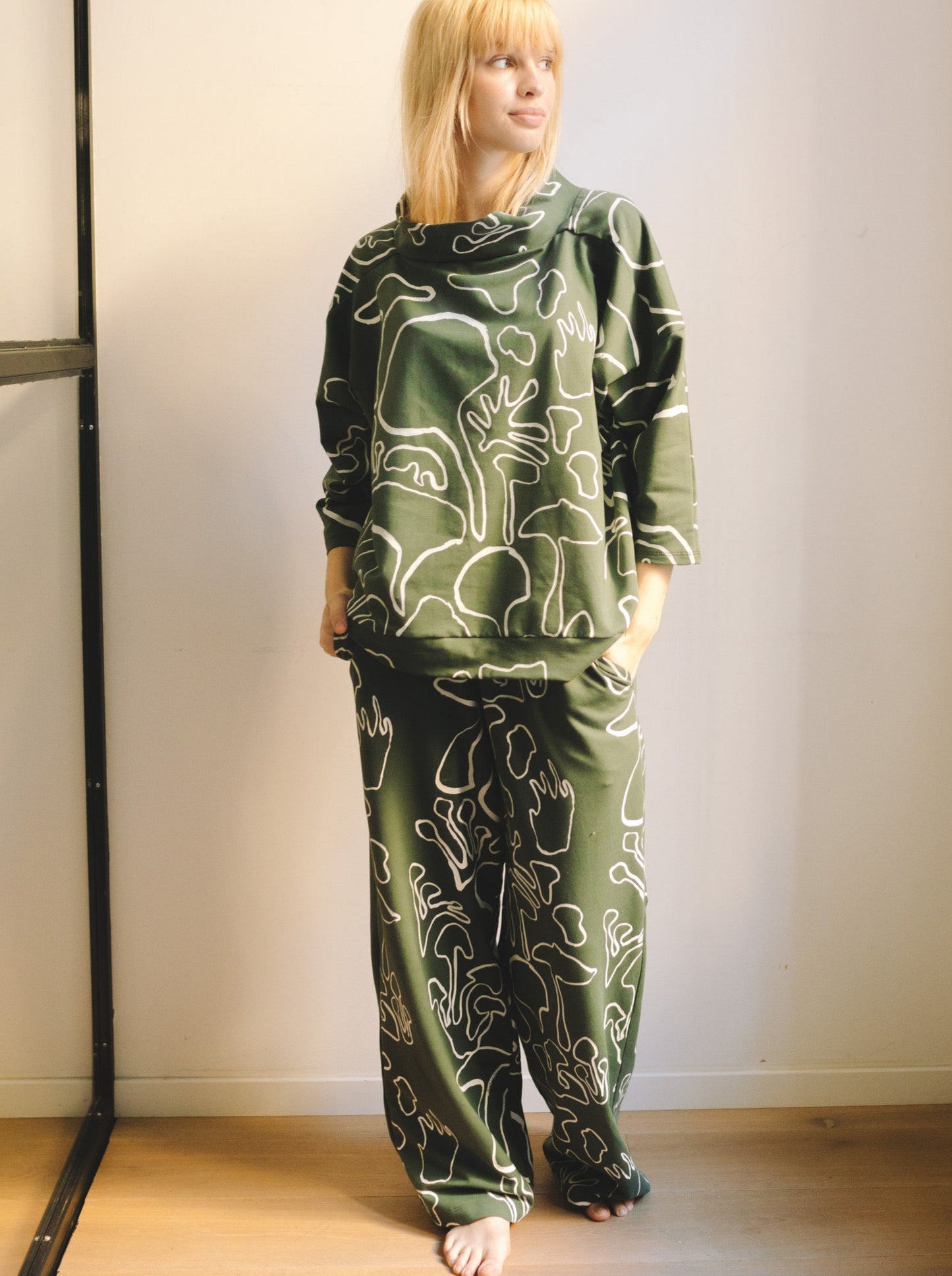 ZW Herbs zöld oversized női pulóver