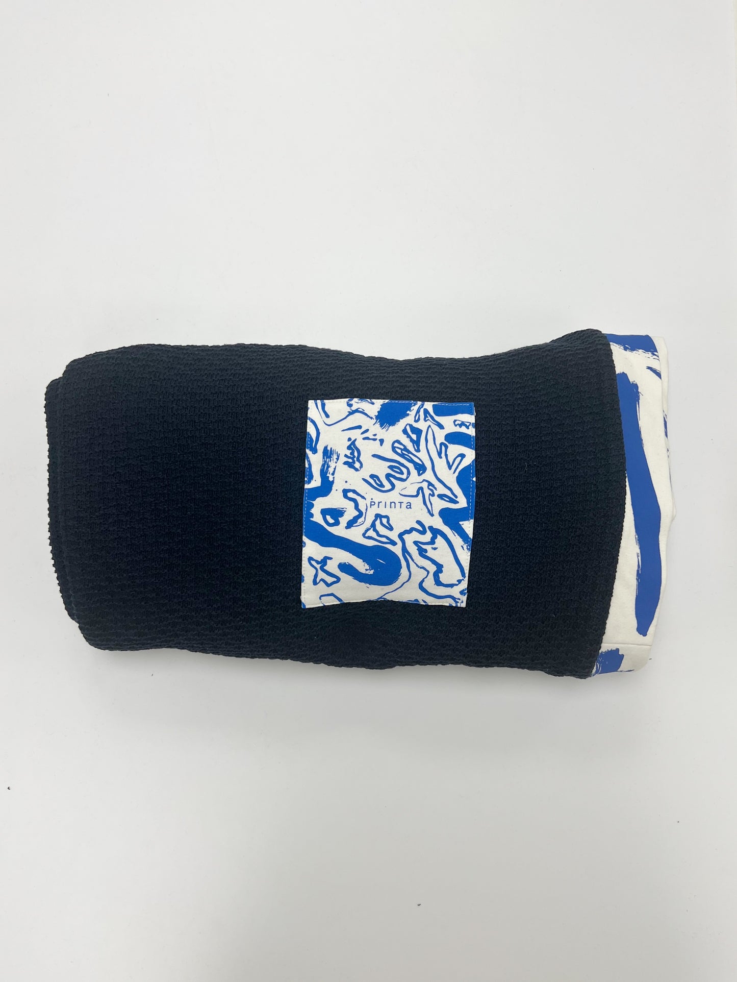 Knitted blue blanket
