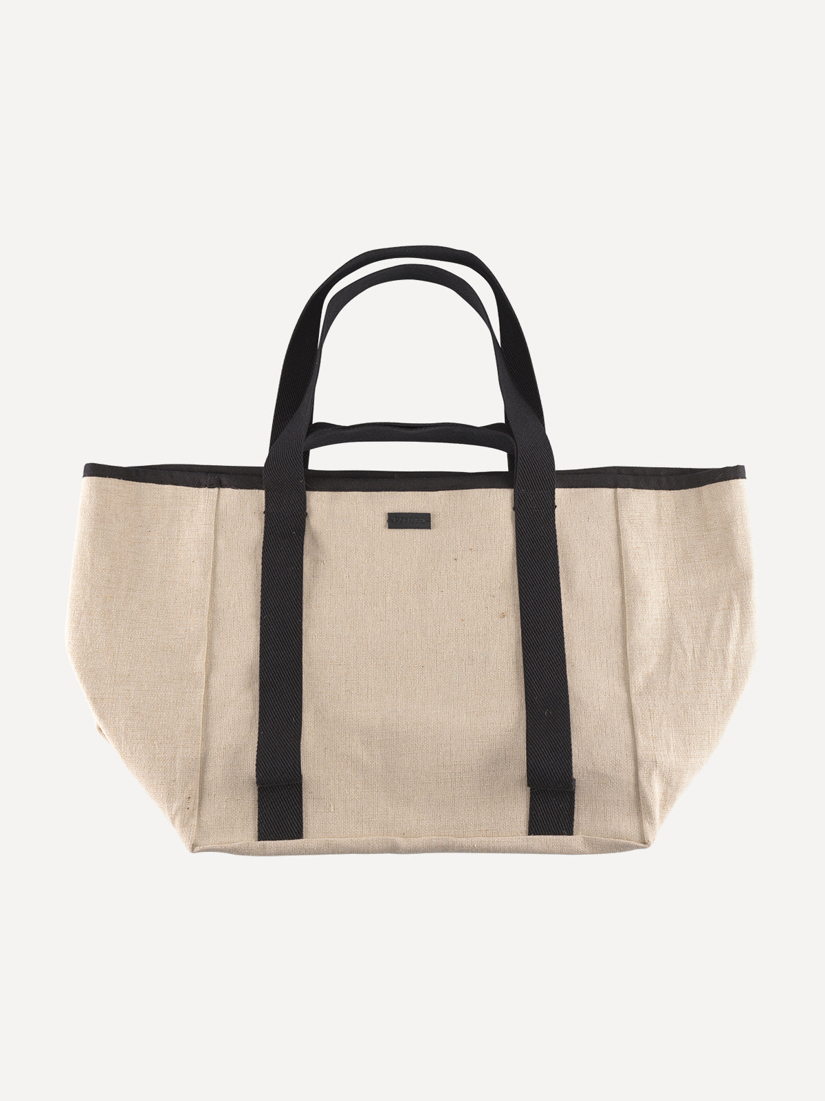 Jute shopper with black strap