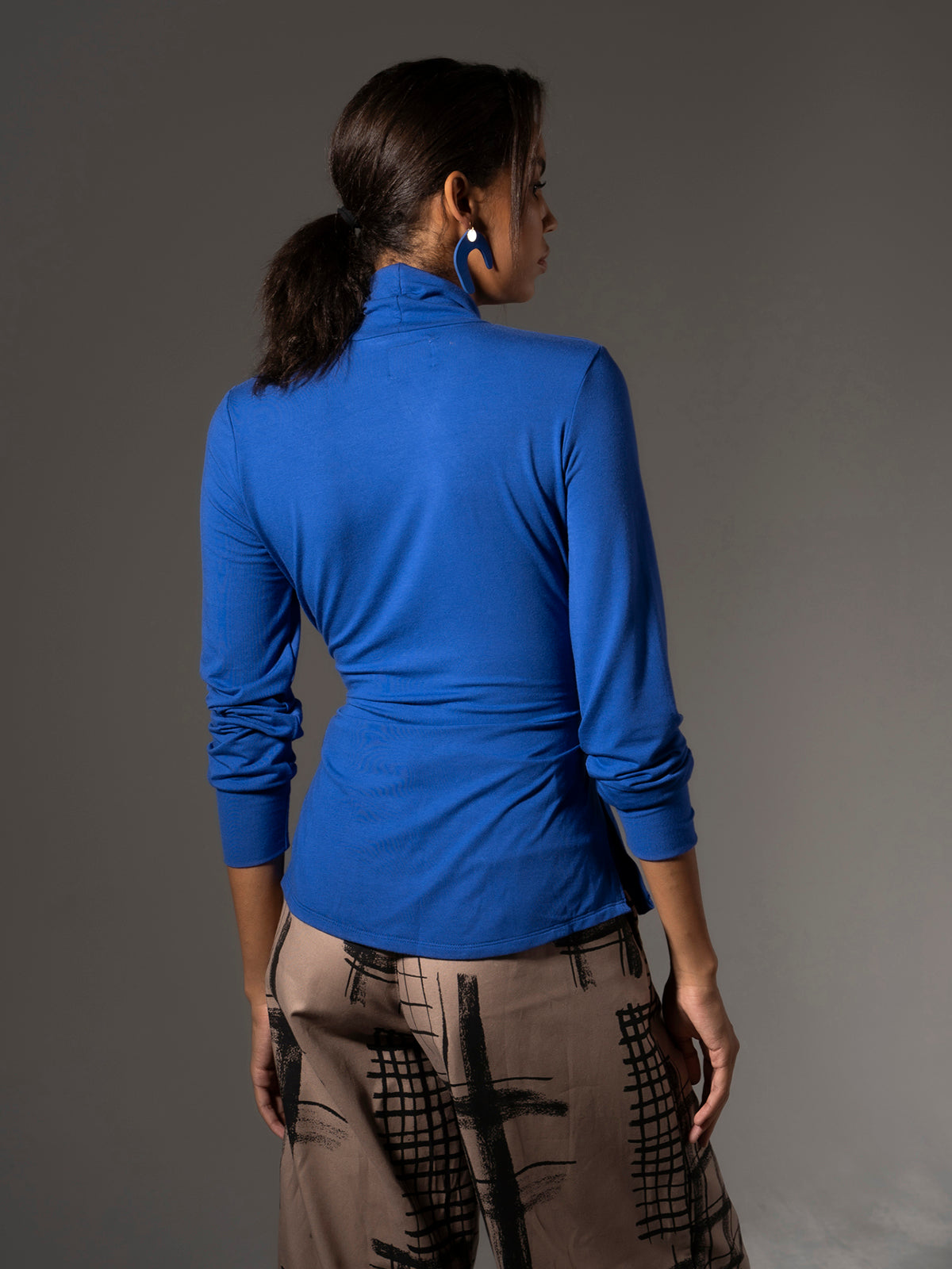 Cobalt blue tencel turtleneck