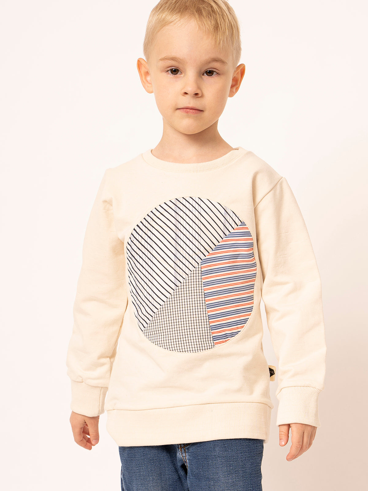 Natural children's sweater with shirt lining
