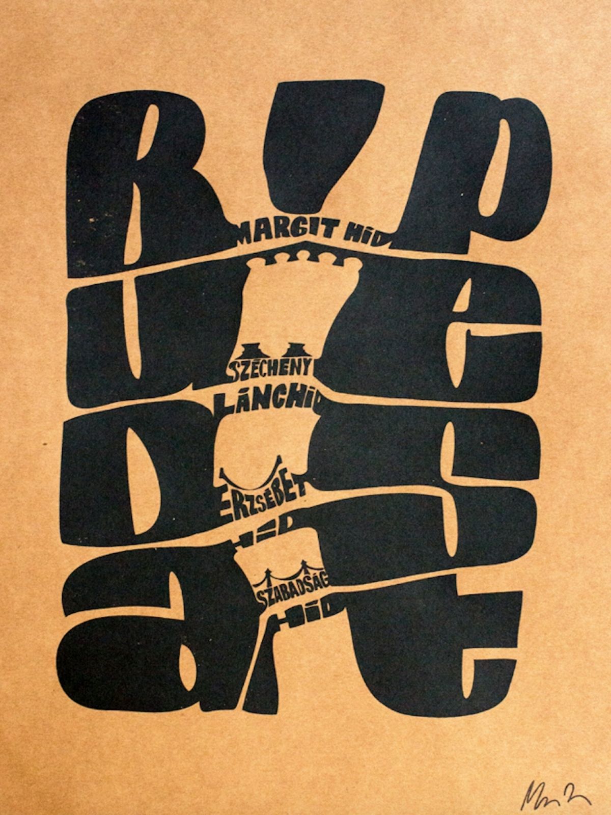 BUDAPEST HIDAK B4 barna grafika