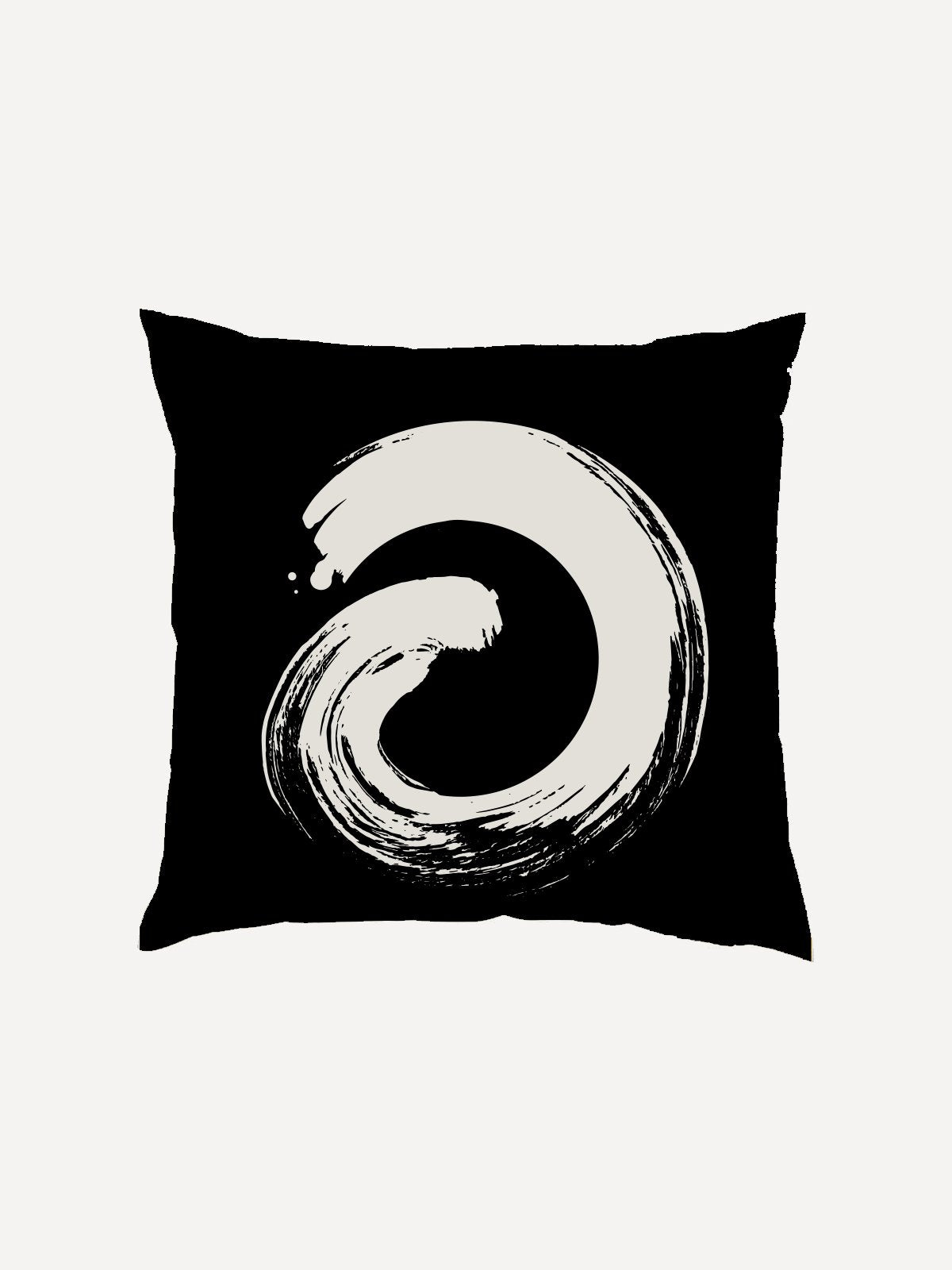 Black brush stroke round cushion cover