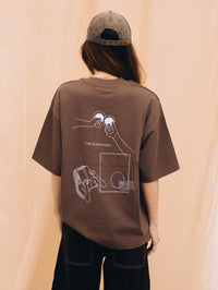 Out of Office brown oversized women's t-shirt