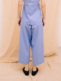 Purple linen women's culotte trousers