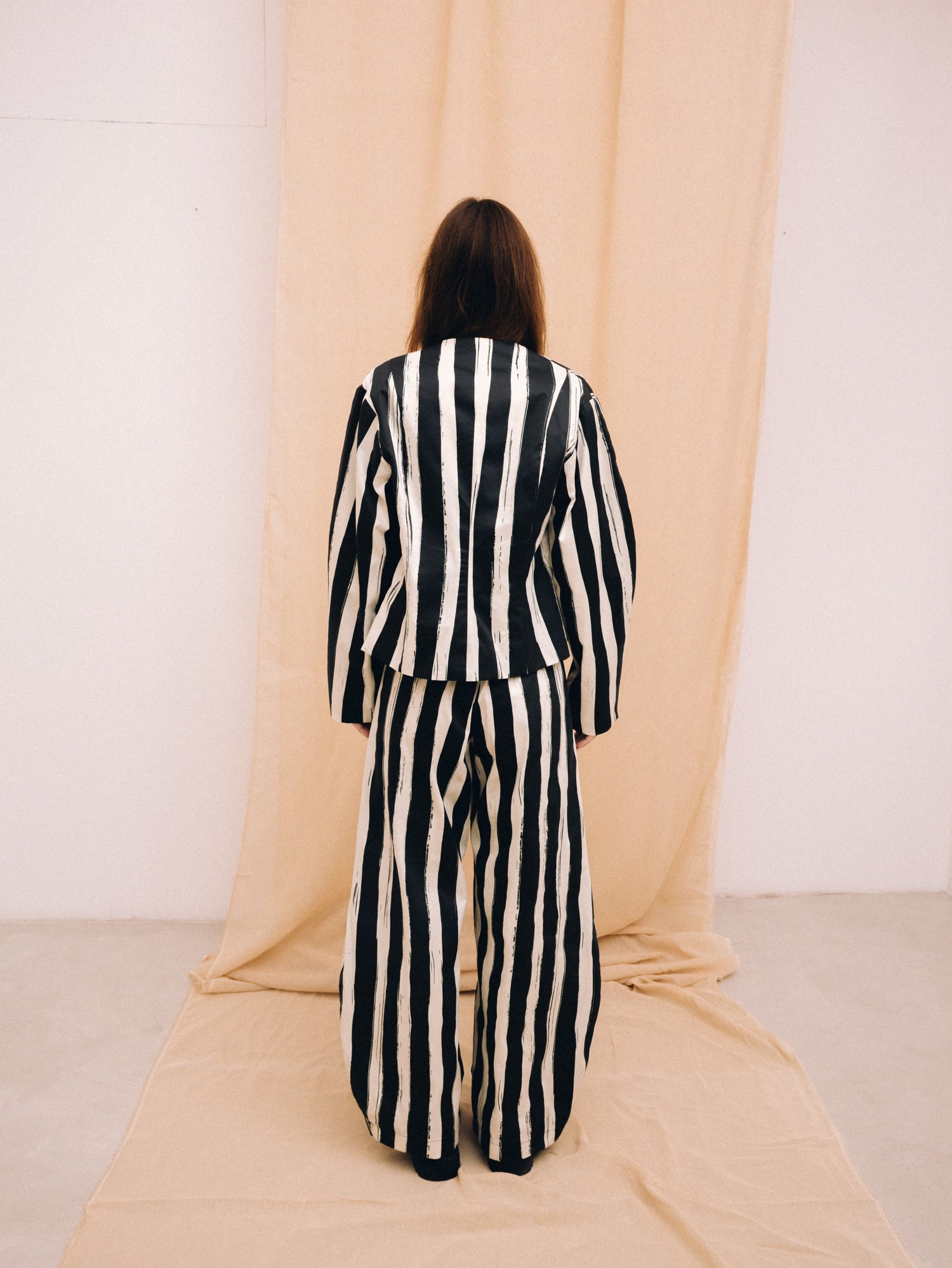Natural and black striped women's jacket