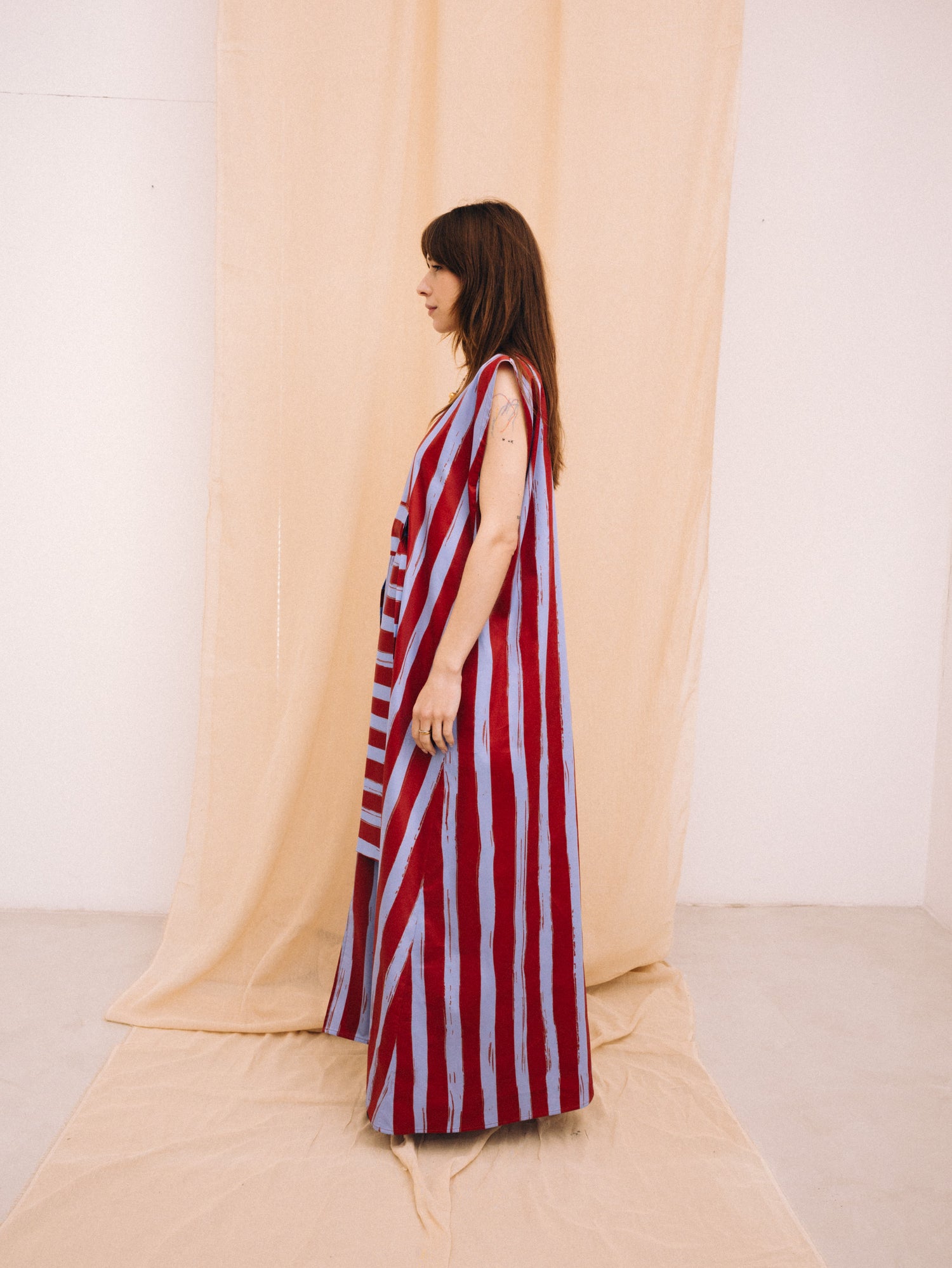 ZW purple-brown striped maxi dress