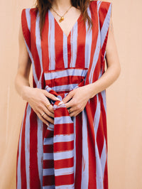 ZW purple-brown striped maxi dress