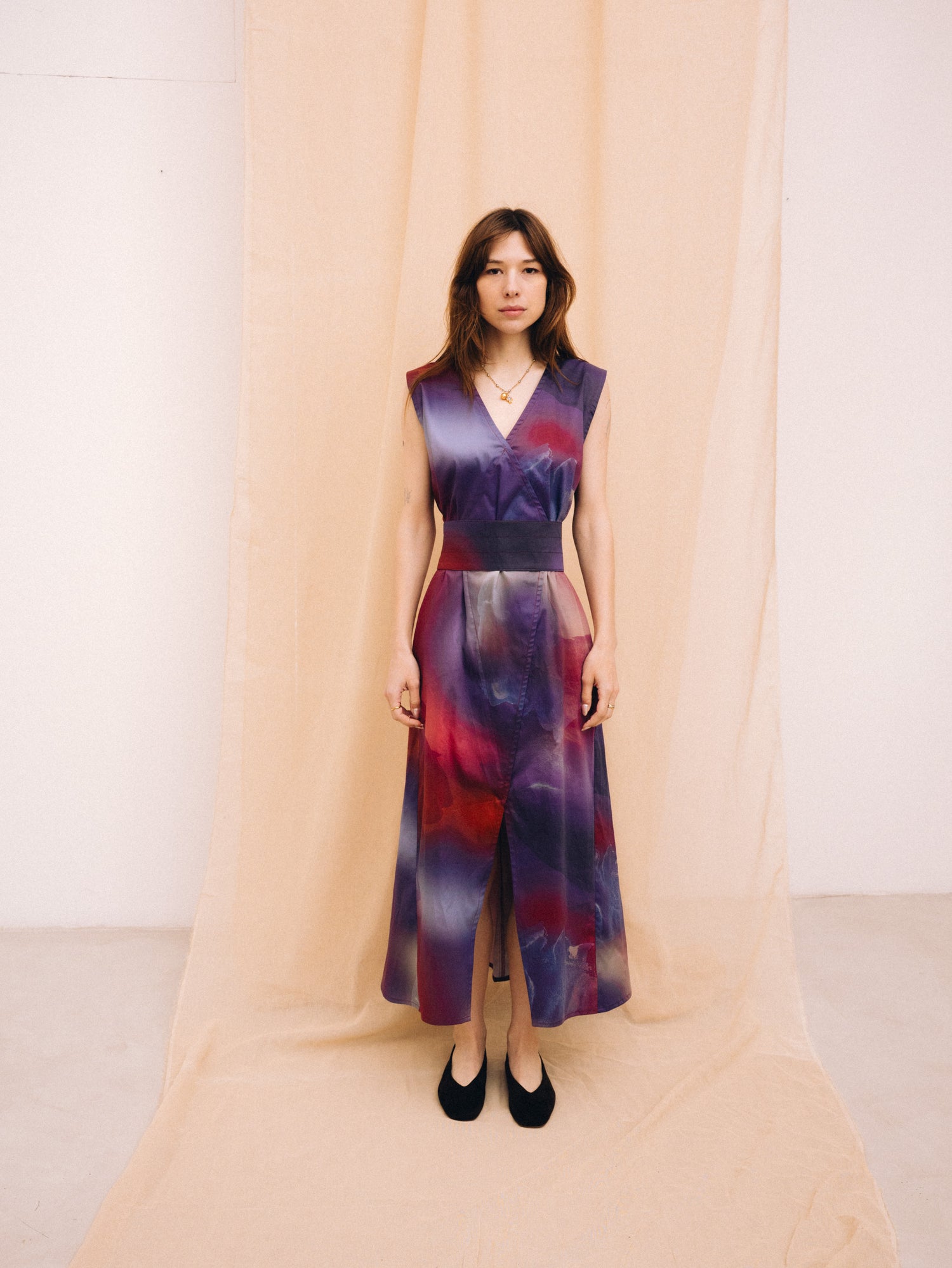 Burgundy Haze Overlap Women's Maxi Dress