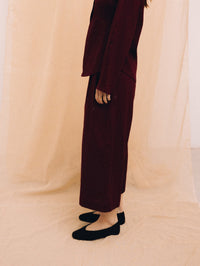 Burgundy linen women's culotte trousers