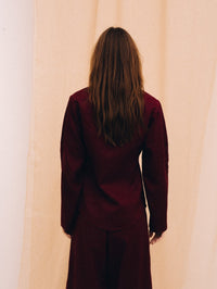 Burgundy linen women's shirt