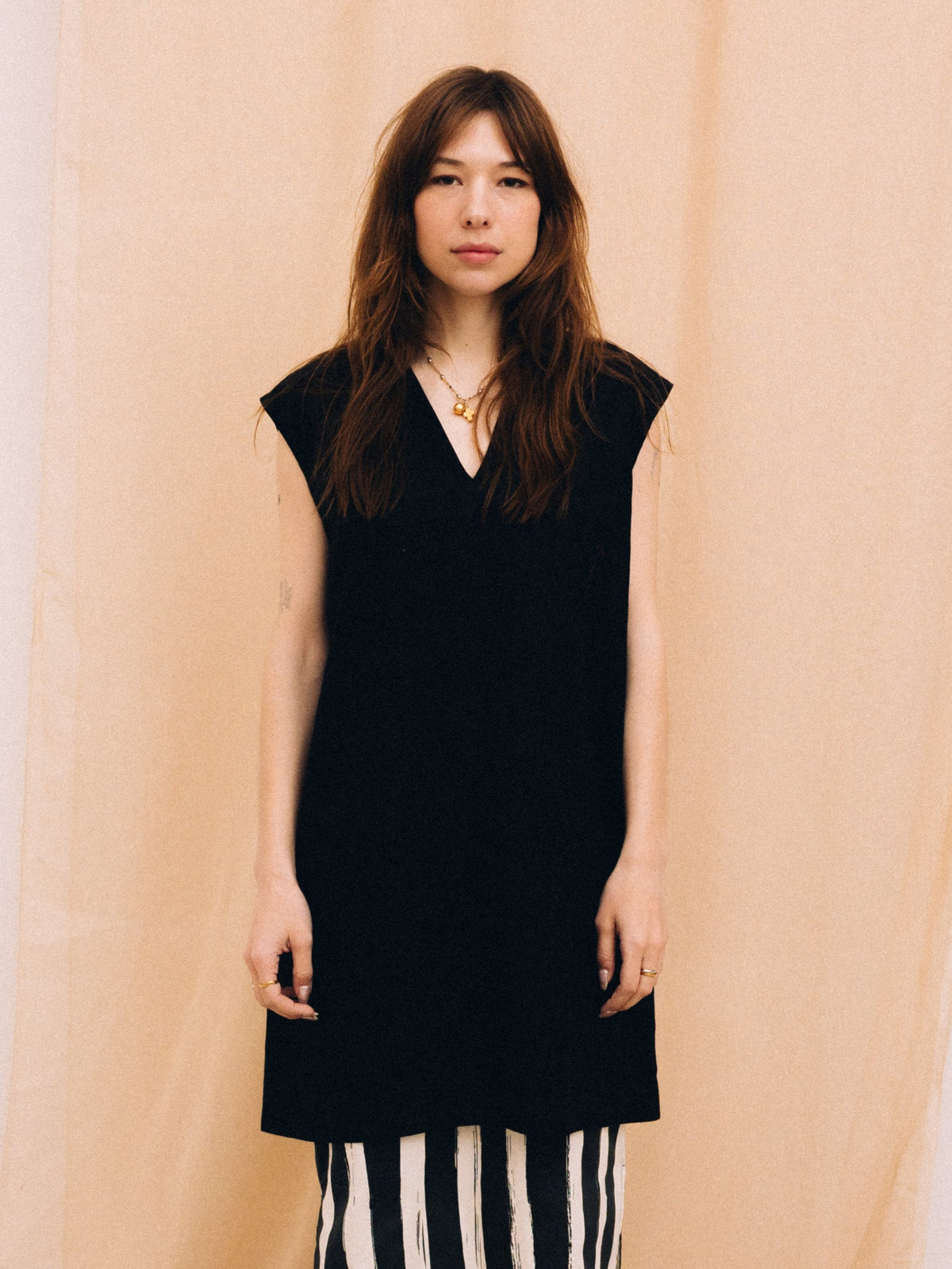 Black linen women's tunic