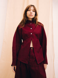 Burgundy linen women's shirt