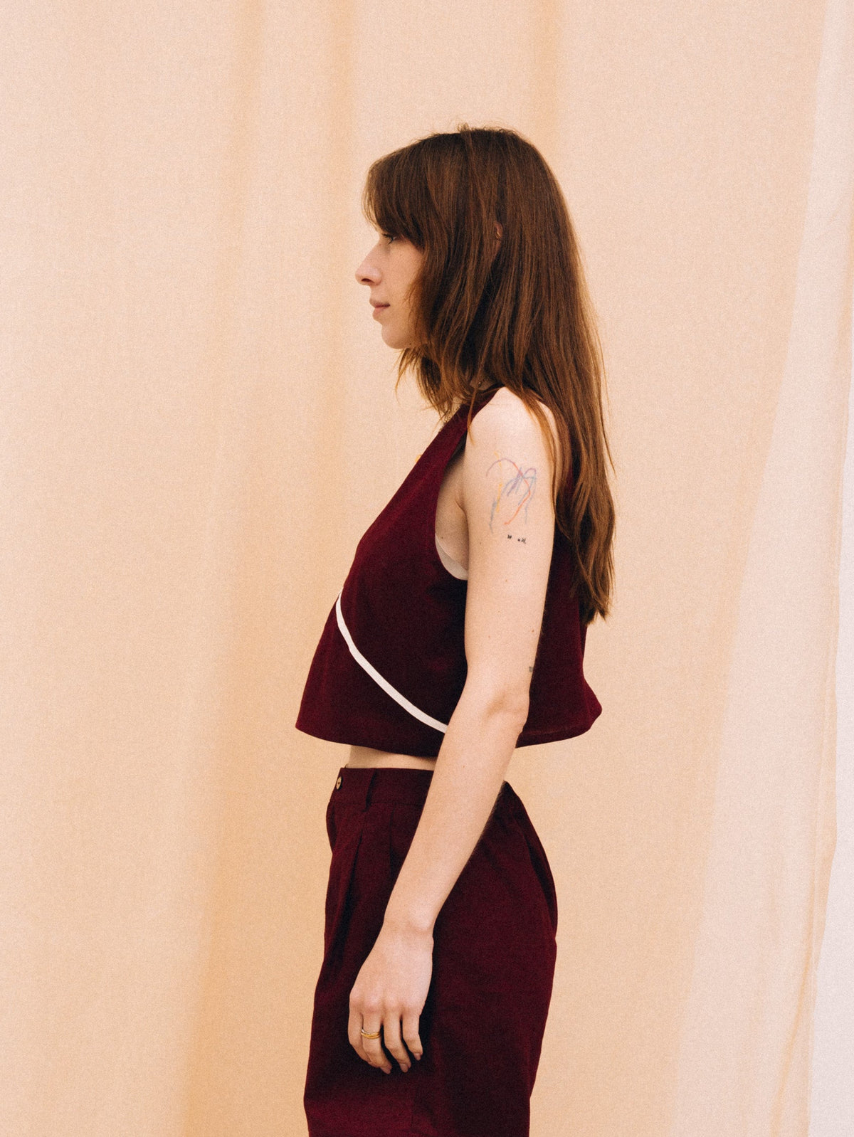 Burgundy linen top