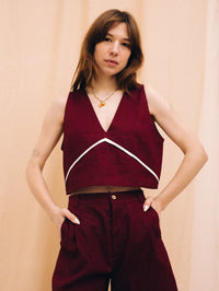 Burgundy linen top