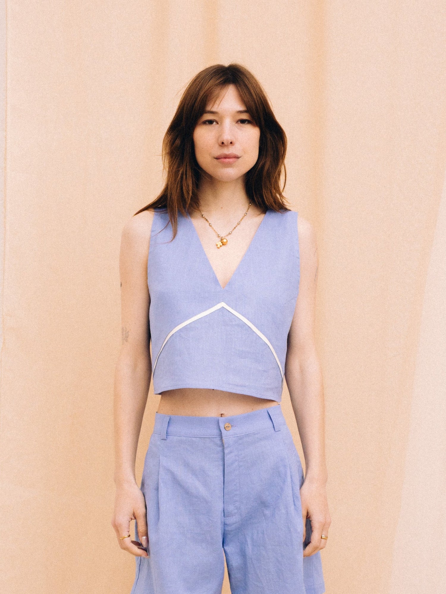 Lilac linen women's top