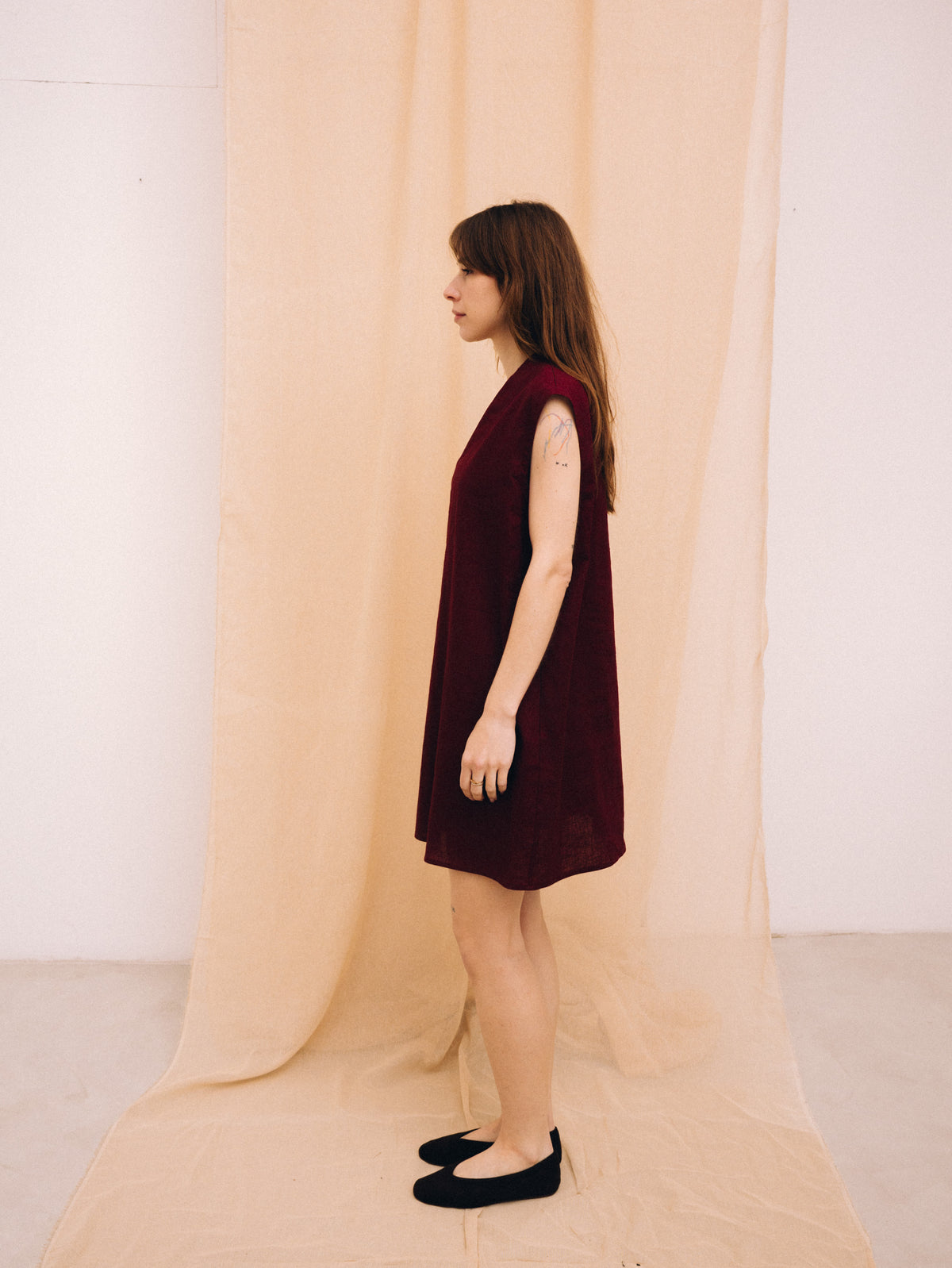 Burgundy linen women's tunic