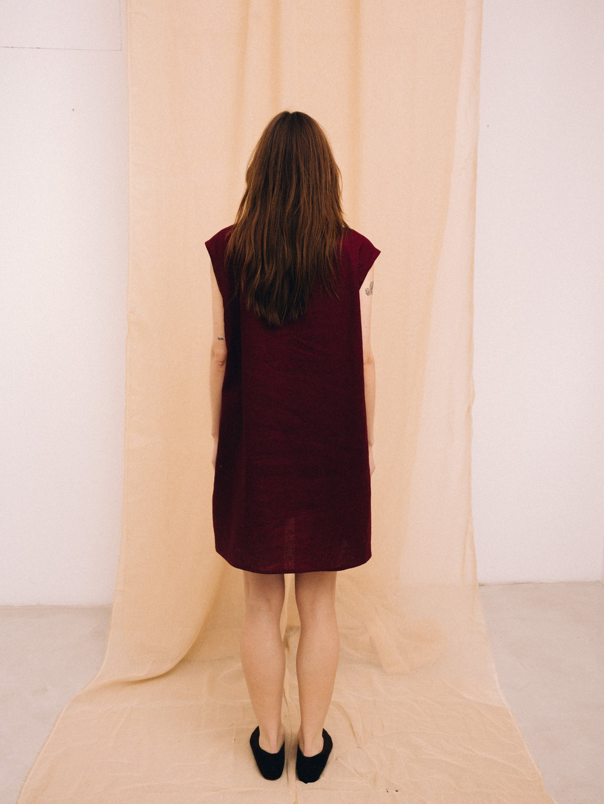 Burgundy linen women's tunic