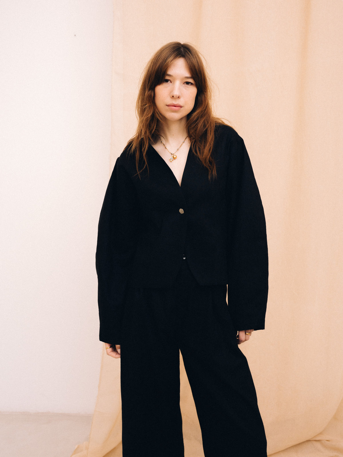 Black linen women's jacket