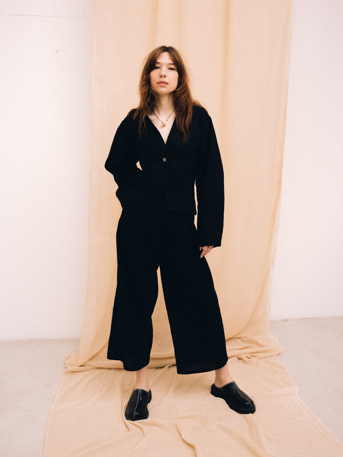 Black linen women's jacket