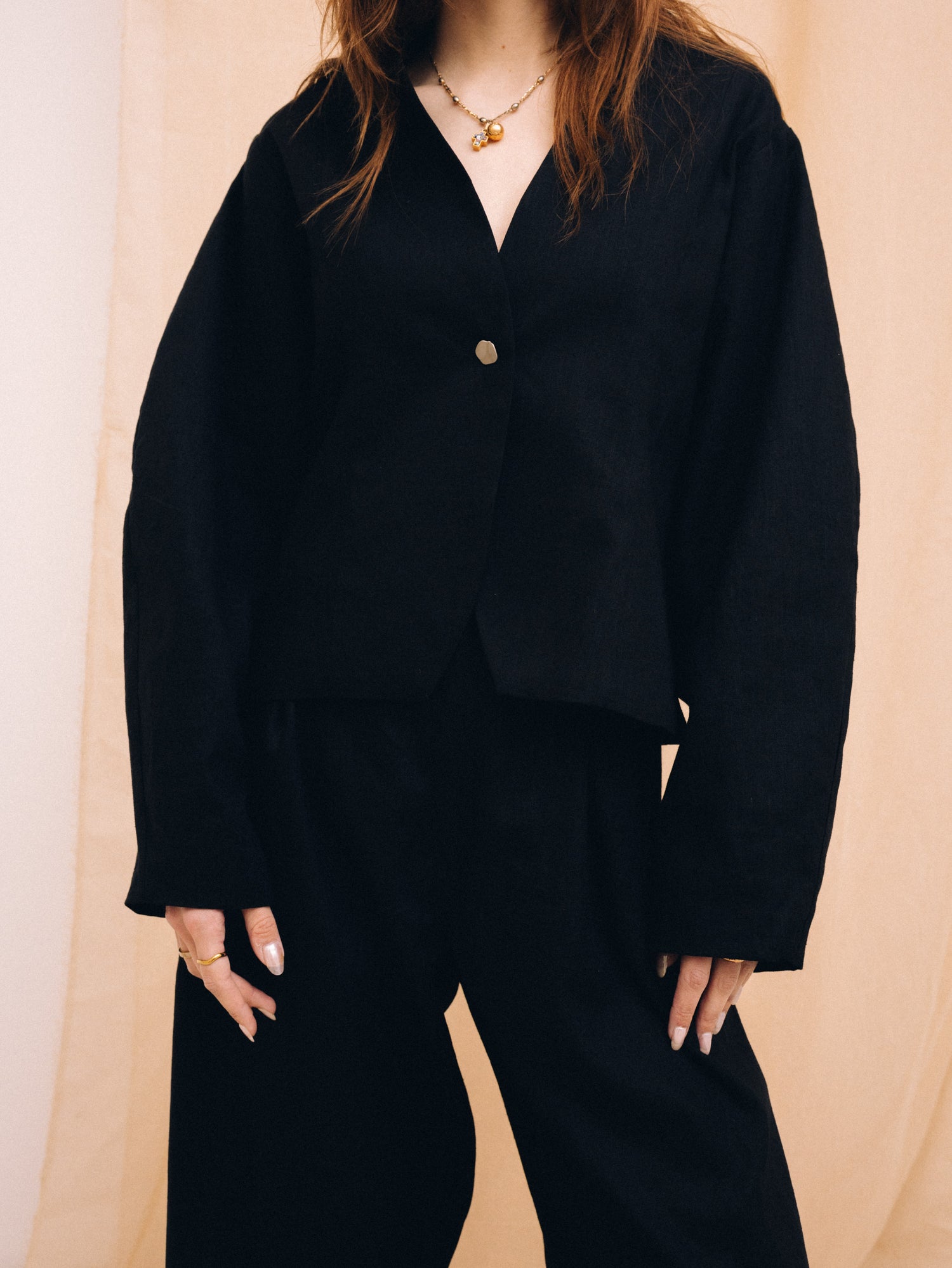 Black linen women's jacket