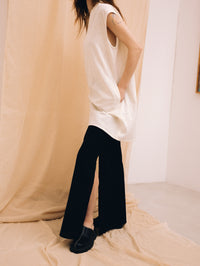 Black linen women's maxi skirt