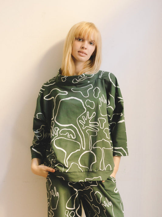 ZW Herbs zöld oversized női pulóver