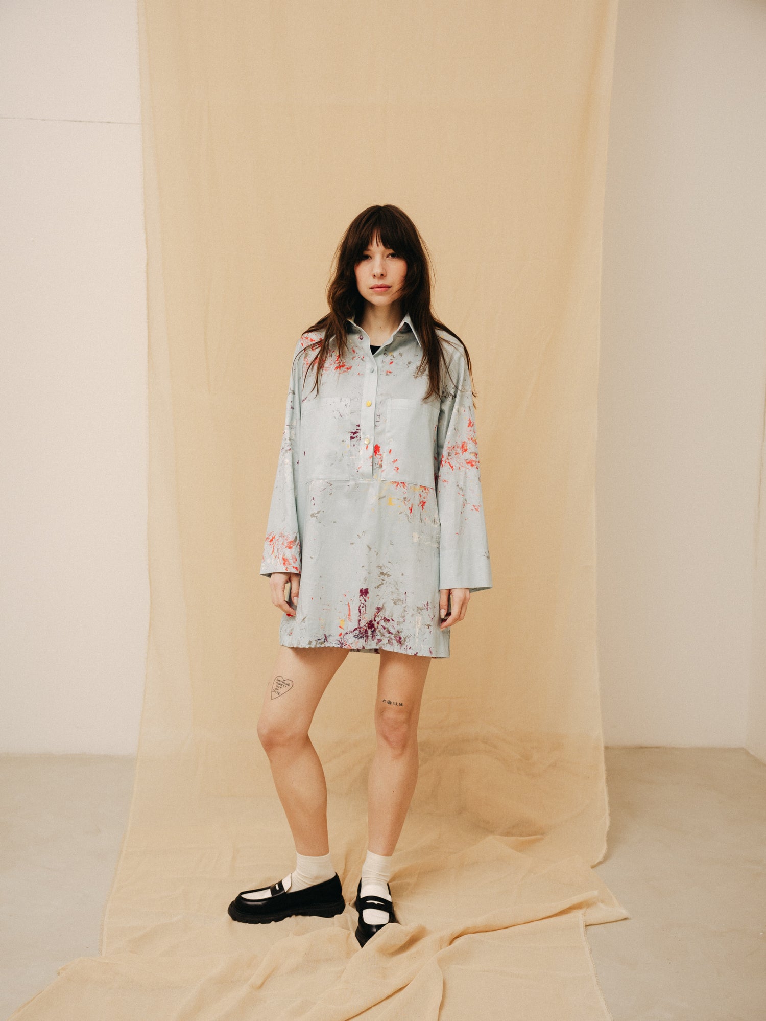 Atelier blue women's oversized shirt dress