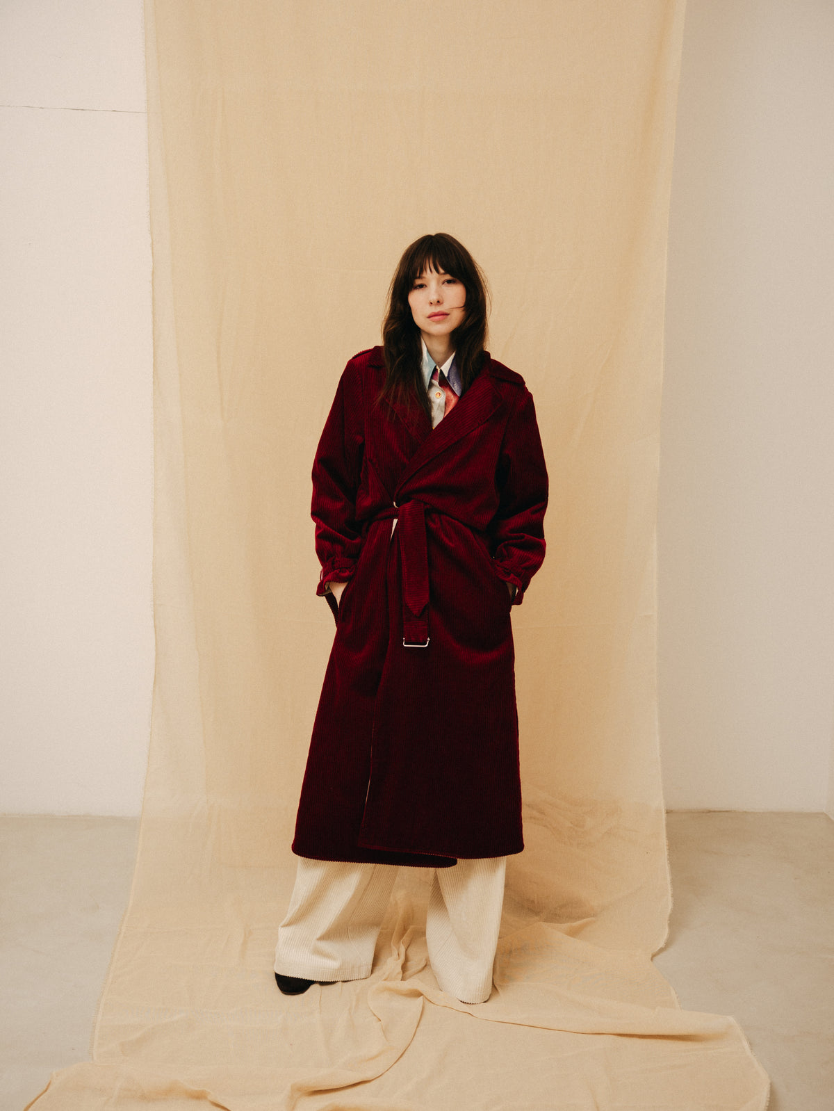 Burgundy corduroy ball gown