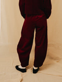 Burgundy corduroy barrel pants