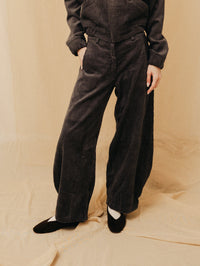 Grey corduroy barrel pants