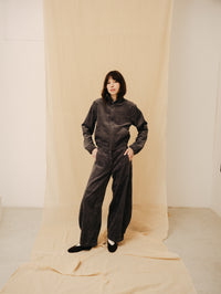 Women's gray corduroy bomber jacket