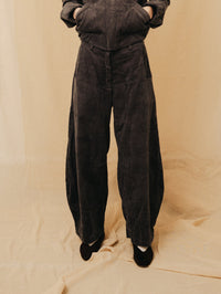 Grey corduroy barrel pants