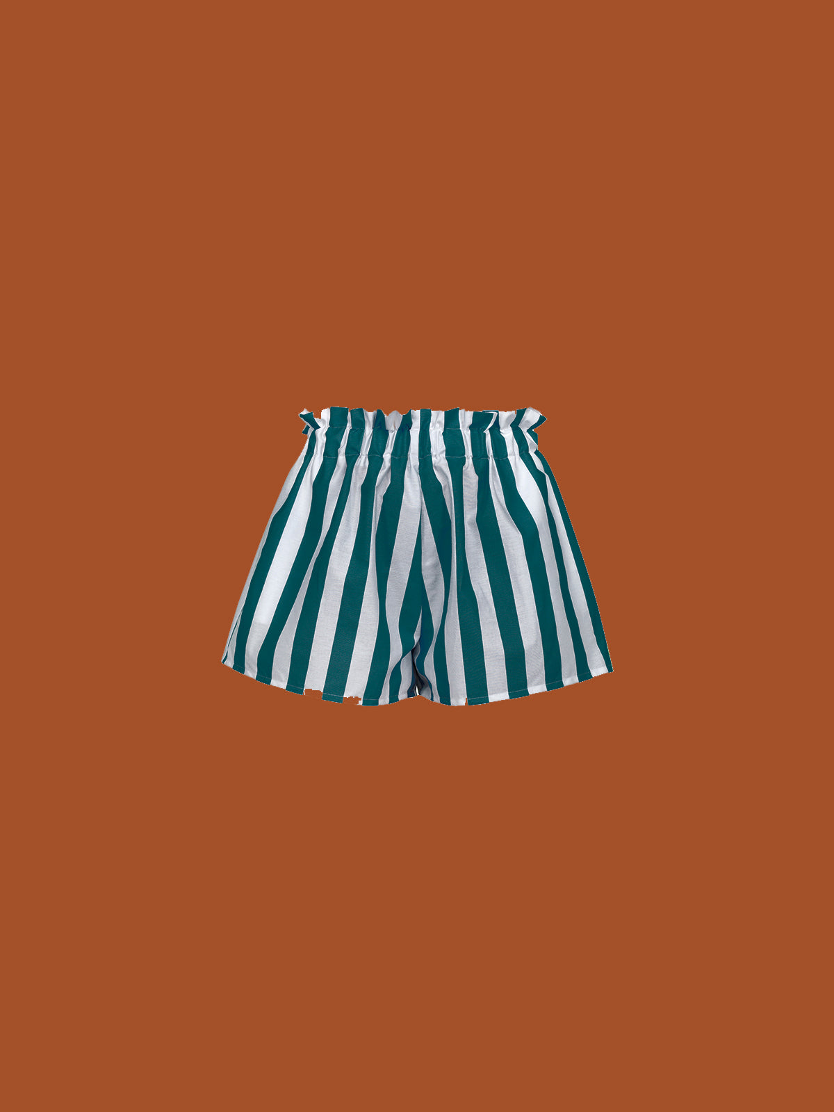 Green striped women's shorts