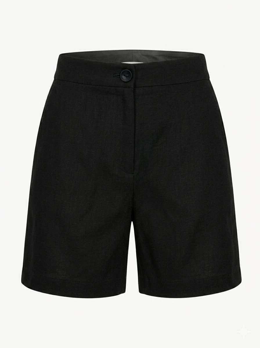 Black linen women's shorts