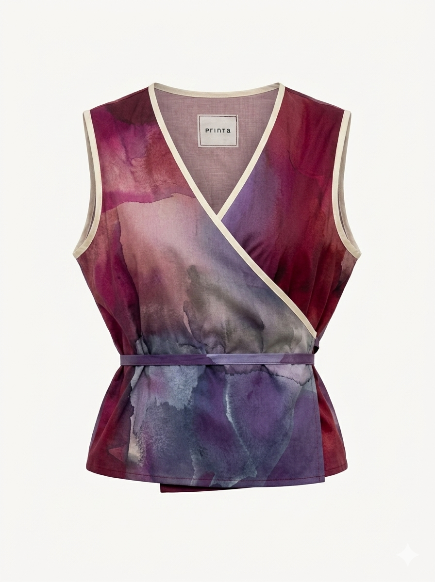 Burgundy Haze Overlap Women's Top