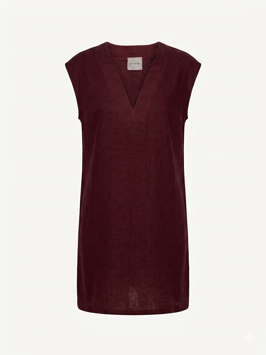 Burgundy linen women's tunic