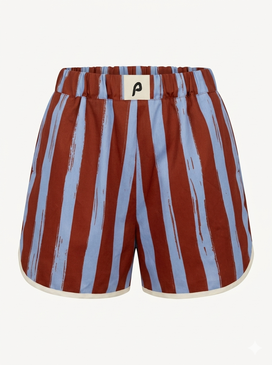 Purple and brown striped women's shorts