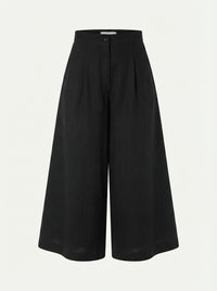 Black linen women's culotte trousers
