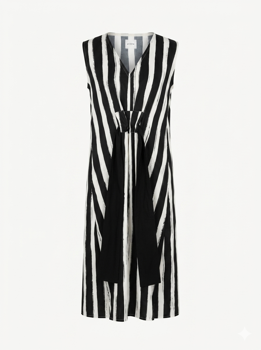 ZW natural-black striped midi dress