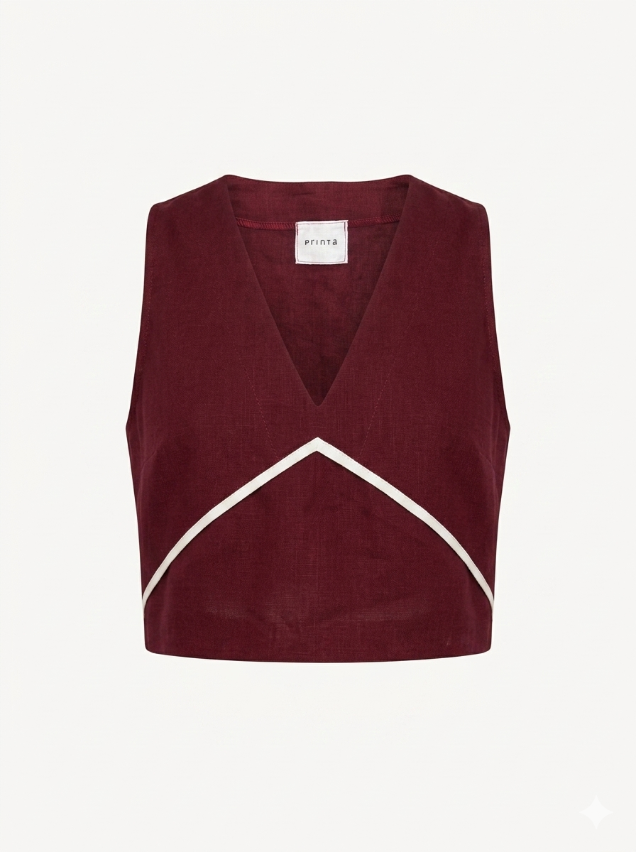 Burgundy linen top