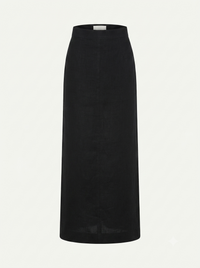 Black linen women's maxi skirt