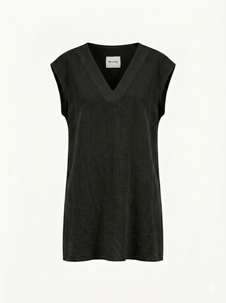 Black linen women's tunic