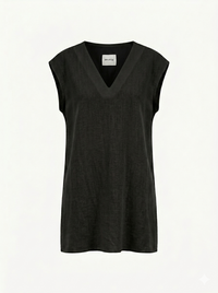 Black linen women's tunic