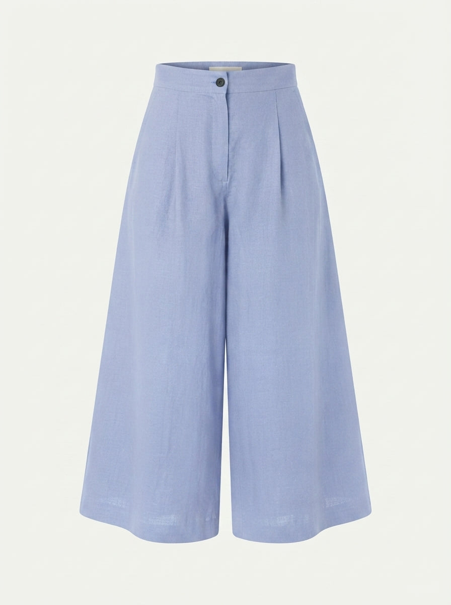 Purple linen women's culotte trousers