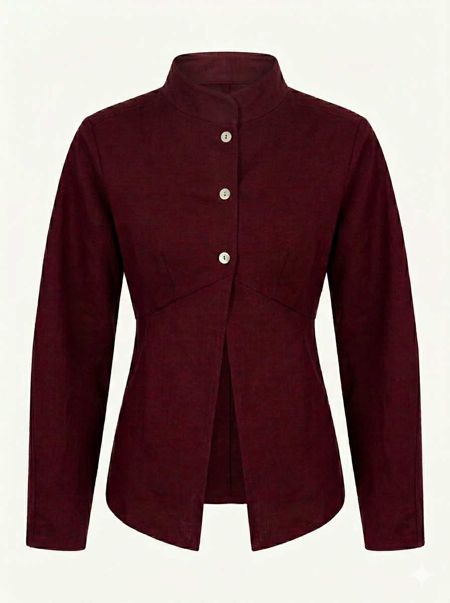 Burgundy linen women's shirt