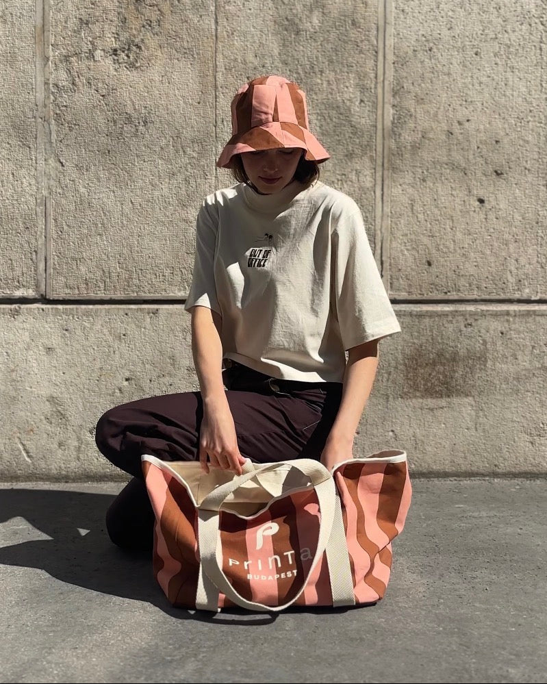Barna-barack csíkos shopper