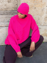 Fukszia kötött oversized uniszex pulóver - ARCHIVE
